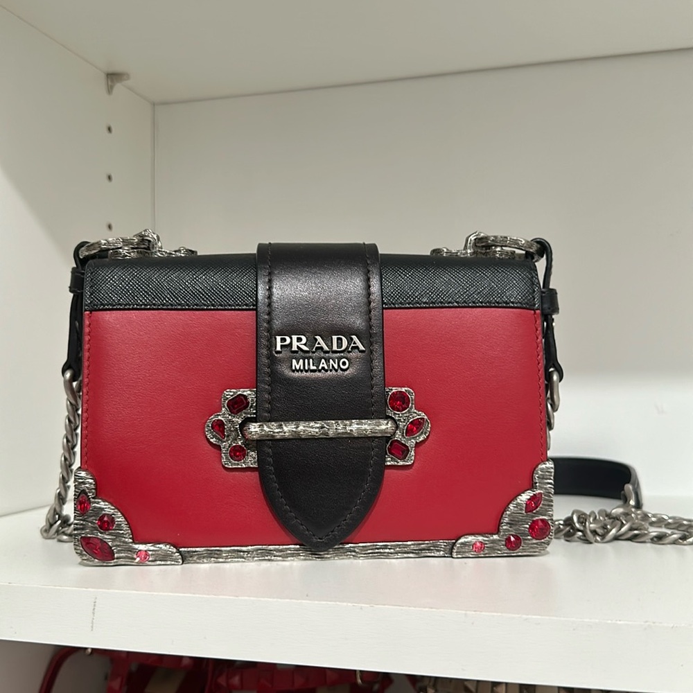 Prada Crystal Embellished Leather Bag
